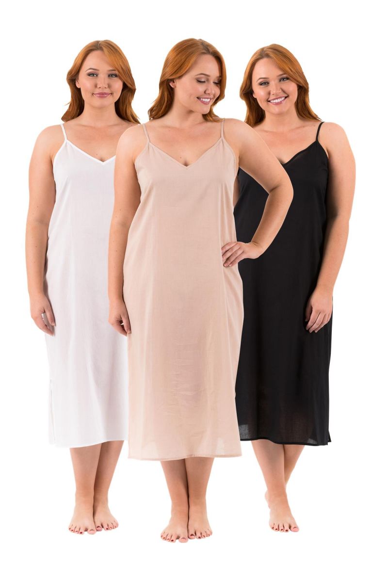 Long cotton maxi women's dress slips